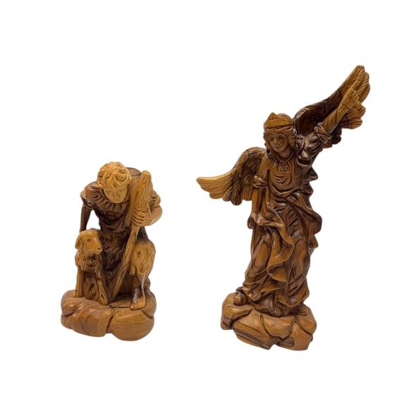 Vtg. MUNIR TWEMEH Hand Carved OLIVE WOOD 13 Piece NATIVITY SET Bethlehem ISRAEL - Picture 4 of 7
